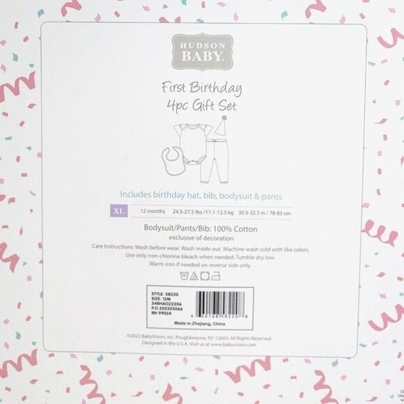 NEW! Girls HUDSON BABY First Birthday 4pc /BIRTHDAY GIRL/ Gift Set - Picture 7 of 7